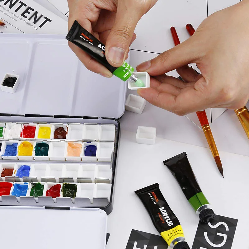 Пустая металлическая Палетка акварельных красок Оловянная коробка для