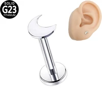 g23 titanium lip rings labrets piercing moon top internal thread anodized ear tragus cartilage helix earring lip stud jewelry