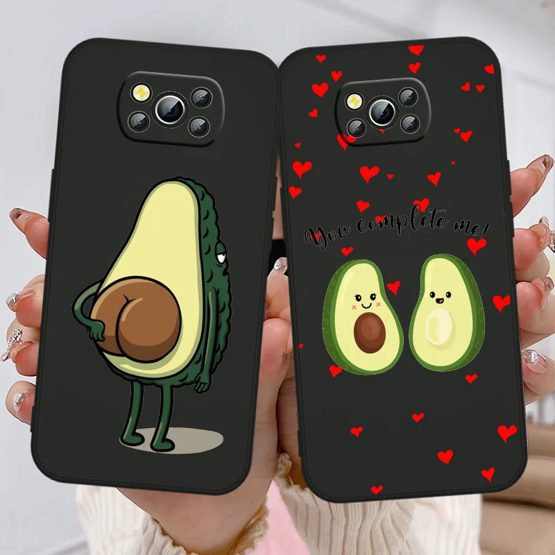 

Cute Cartoon Avocado Phone Case For Xiaomi Poco X3 NFC F3 GT M4 M3 M2 X2 F2 Pro C3 F1 F4 M5 X4 GT Black Cover Funda Soft Capa