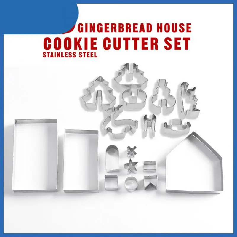 

/set Christmas Stainless Steel 3D Three-dimensional Cookie Mold Christmas Tree Snowman Gingerbread House Mould Bakeware