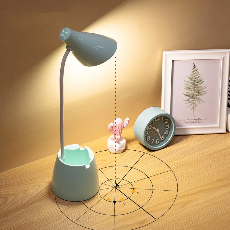 

LED Stand Desk Light Dimmable Modern Flexible Study Lamp USB Charge With Touch Reading Lamp with Pen Holder LED Table Lamps
