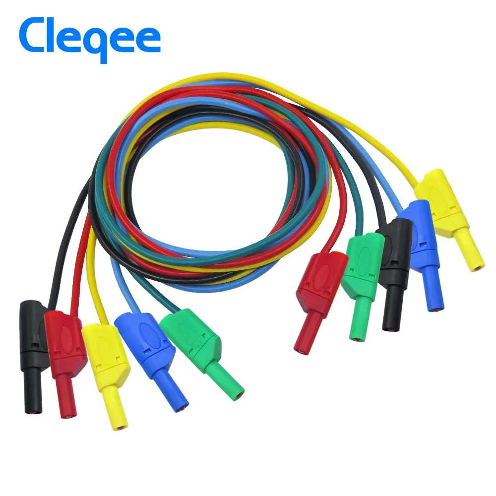 

Cleqee P1050 1M 4mm Banana to Banana Plug Soft RV Test Cable Lead for Multimeter 5 Colours