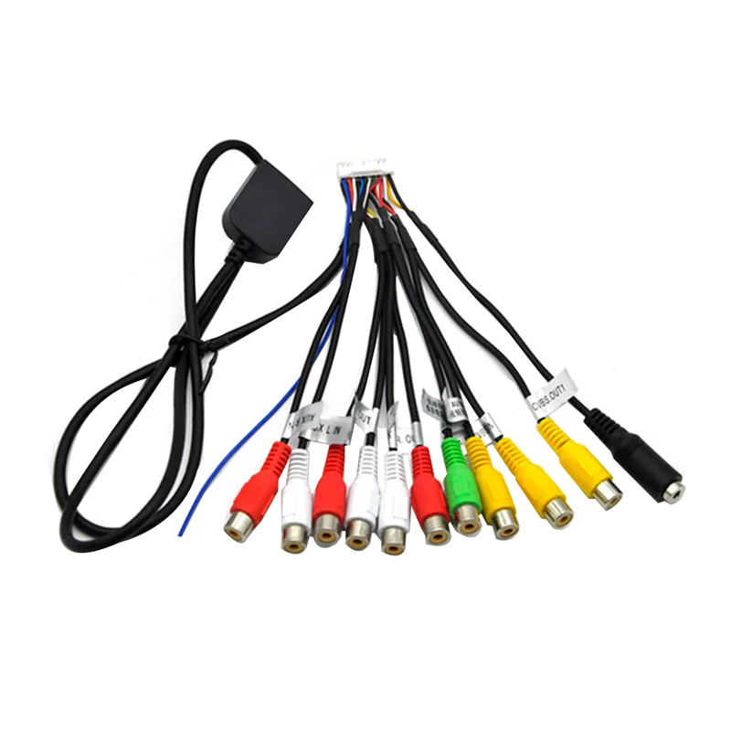 

Car Stereo Radio RCA Output Cable Wire Aux-in Adapter Subwoofer/Amplifier 3.5mm Female 20Pins Harness Head Unit Carplay