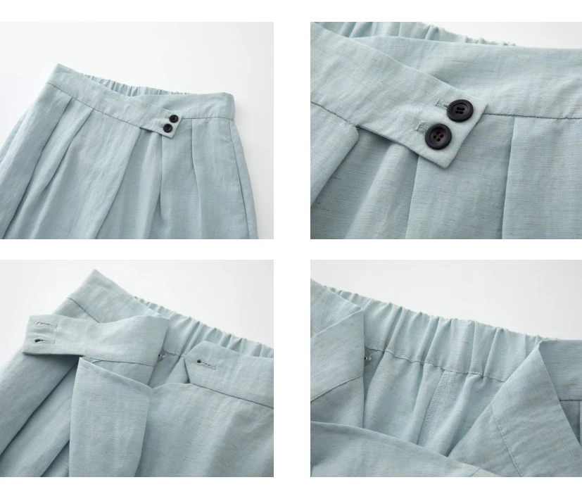 2024 женские прямые брюки с широкими штанинами длинные из хлопка и льна высокой