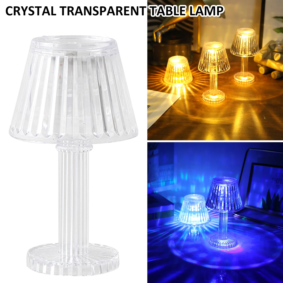 

Миниатюрная настольная лампа со стразами, Хрустальная прикроватная лампа с теплым светом/цветной ночник для кровати, декоративный светоди...