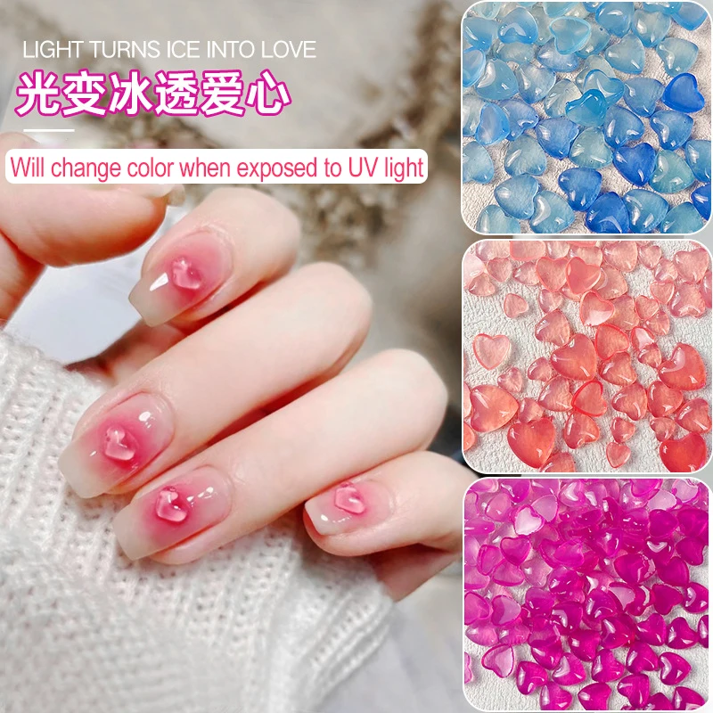 

50pcs Nail Art Charms Color-Changed Translucent Bear Love Ornament Jelly Resin Decoration Nail Acrylic Accessories 3D Charms