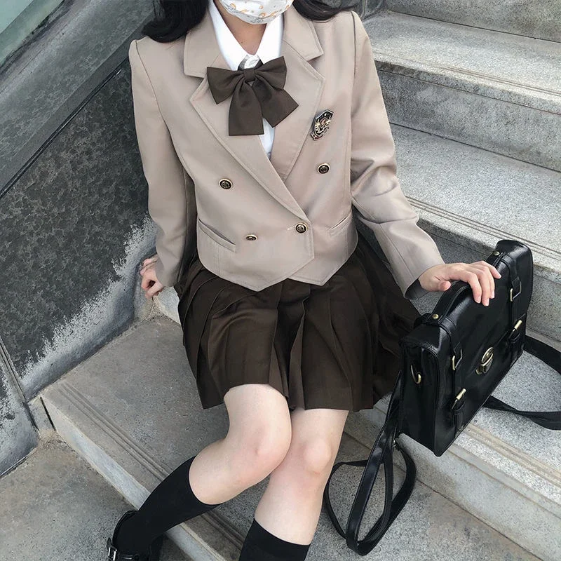 Японская куртка JK униформа блейзер женский костюм двубортный весенне-осенний