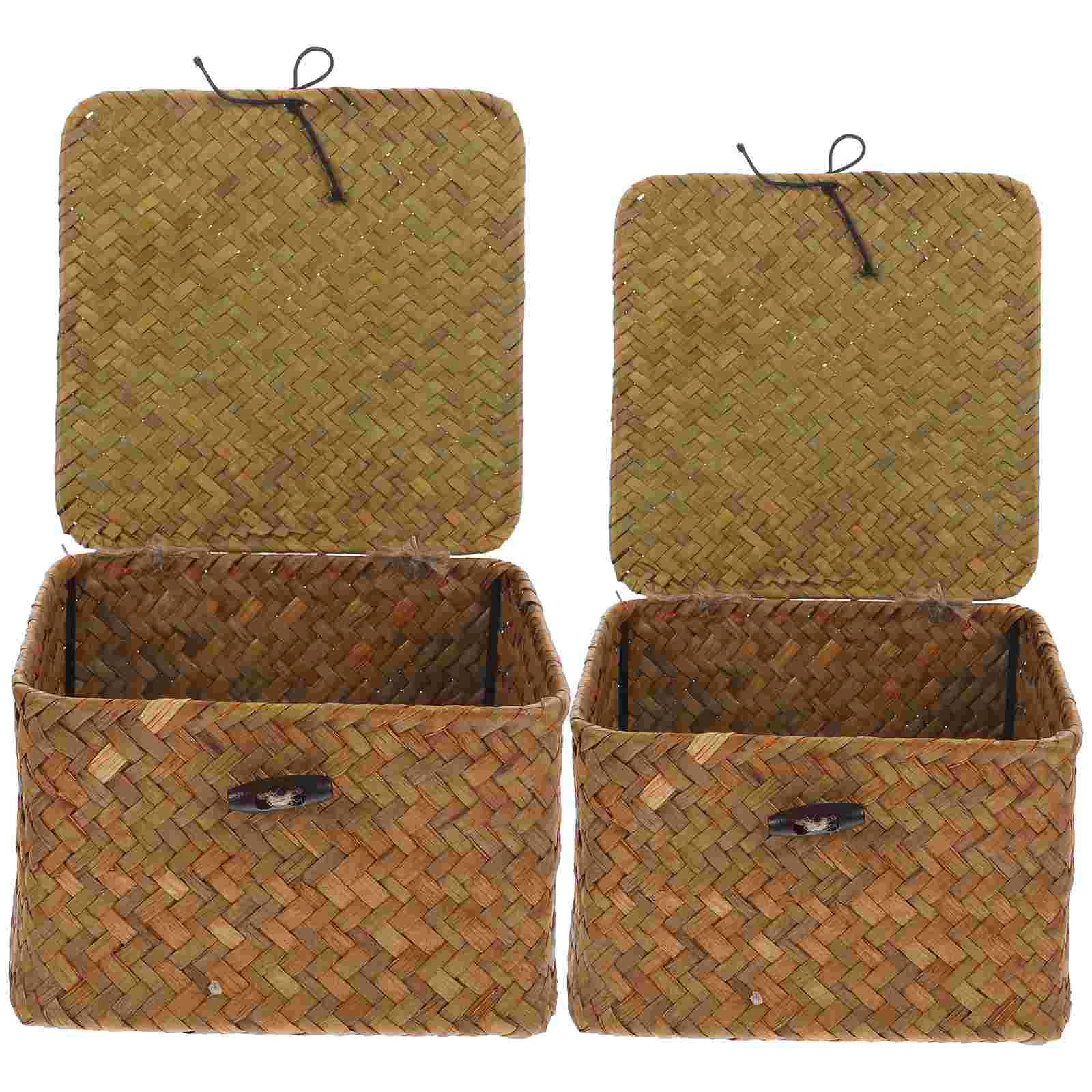 

Square Storage Basket Paper Towel Dispenser Napkin Organizer Small Lid Tissue Holder Natural Containers Car