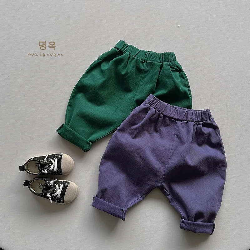 

2022 Autumn Winter New Plush Warm Wide-leg Pants Boys Girls Single-layer Thin Velvet Solid Color Korean Style Kids Casual Pants