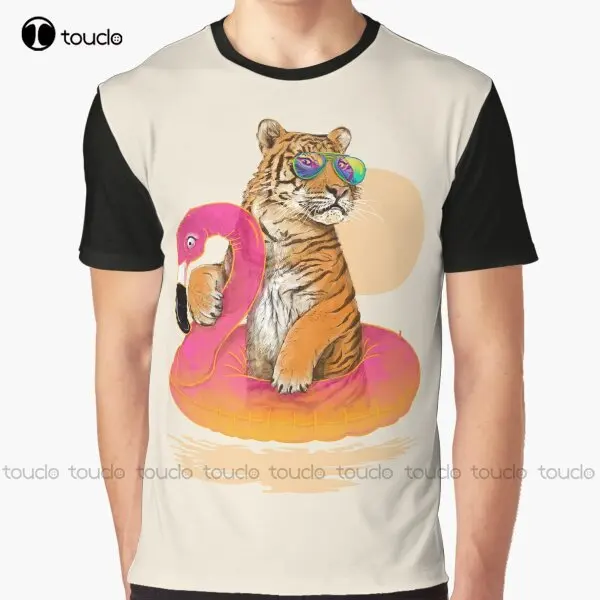 

Chillin Flamingo Tiger Graphic T-Shirt Custom Aldult Teen Unisex Digital Printing Tee Shirts Custom Gift Xxs-5Xl Streetwear