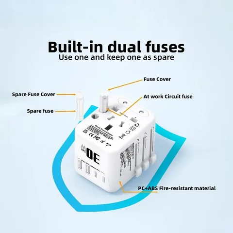 Адаптер для международных путешествий, универсальный глобальный адаптер питания, 25 Вт/30 Вт, быстрая зарядка с 2 USB + 2 Type-C для ЕС, Великобритании, США