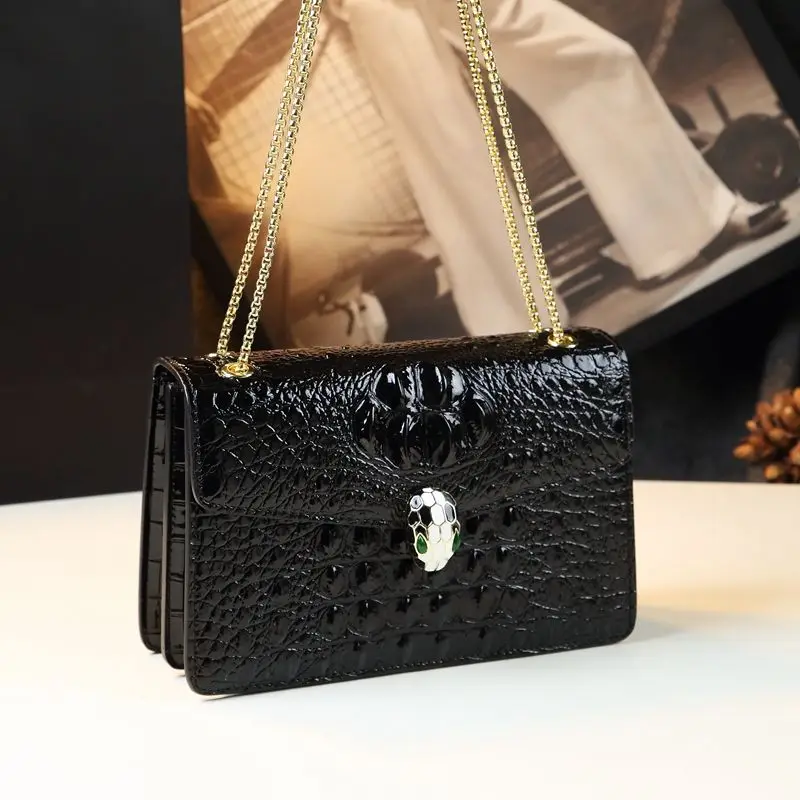Crocodile Genuine Leather Shoulder Bag Luxury Chain Strap Crossbody Bags For Women Fashion Handbags Female Flap Messenger Bags