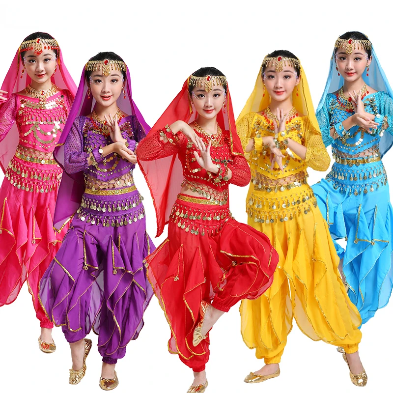 

India Belly Dance Clothes for Girls Children Bollywood Dancing Dress Girls Oriental Egyptian Dance Kids Belly Dancing Clothing