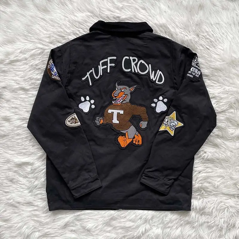 

Tuff Crowd Millennium Tor Jacket Doggy Head Embroidered Patchwork Zipper Jacket