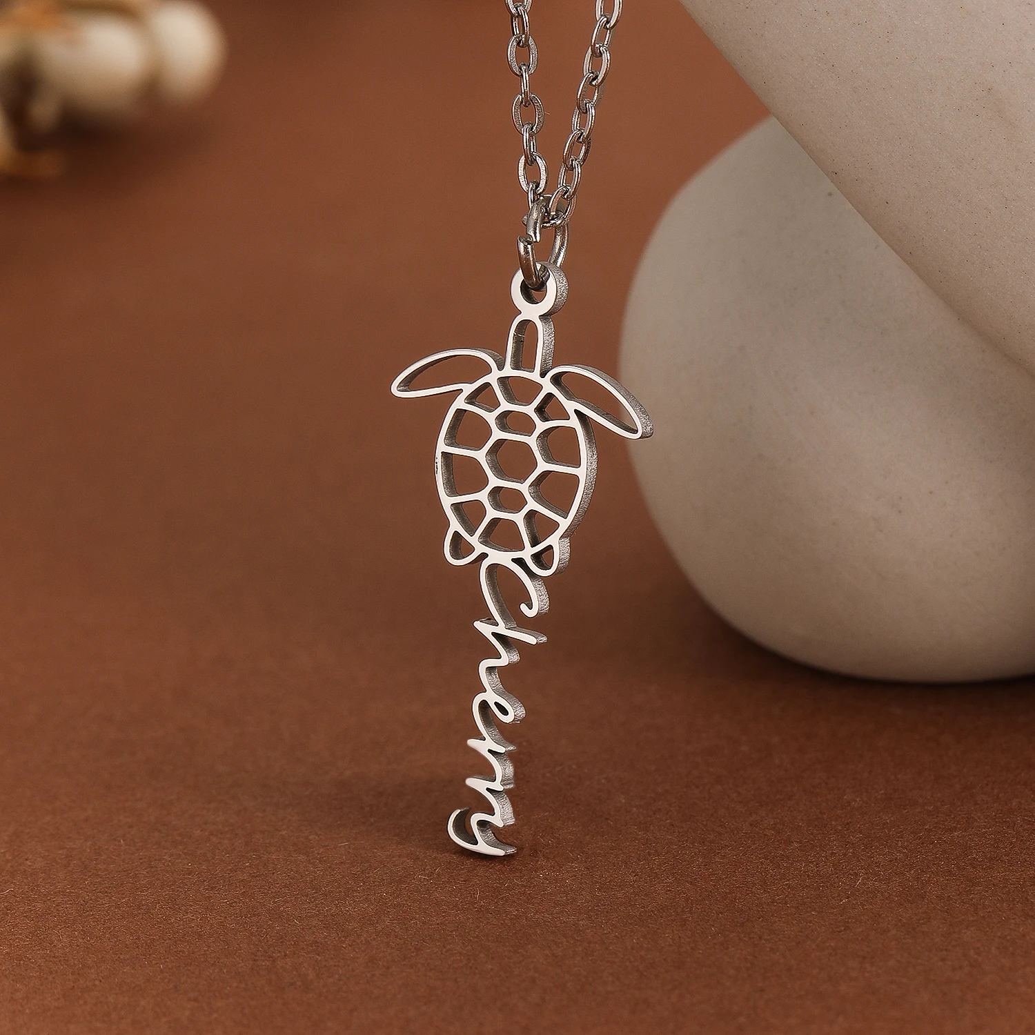 1 шт. индивидуальное милое ожерелье с именем черепахи для женщин из нержавеющей