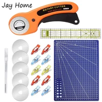 15pcs 45mm rotary cutter kit cutting mat patchwork ruler sewing clips for cloths fabric leather diy sewing craft