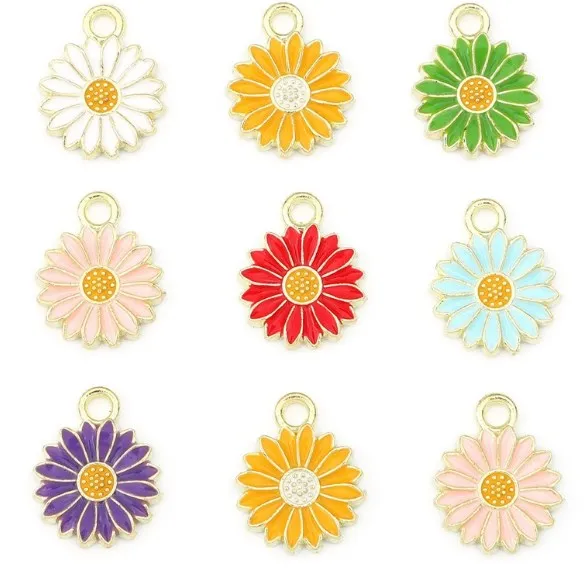 

5pcs/lot Alloy Drip Oil Little Daisy Flower Pendant DIY Handmade Necklace Bracelet Ear Jewelry Hanging Material Accessories