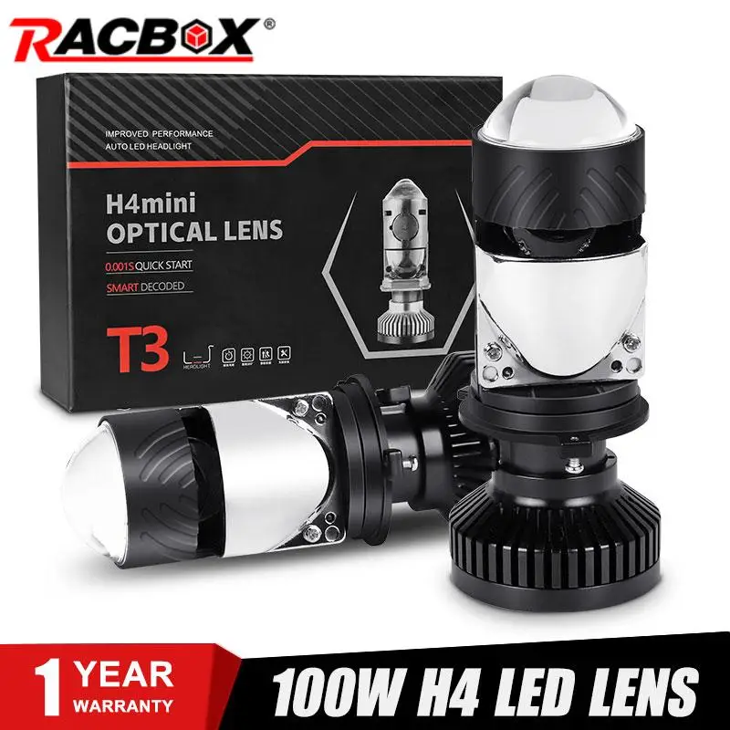 

H4 LED Mini Projector Lens Light 6000k Headlight Bulbs High Low Beam 12000LM Plug and Play Auto Lamp Fog Lights Bulb