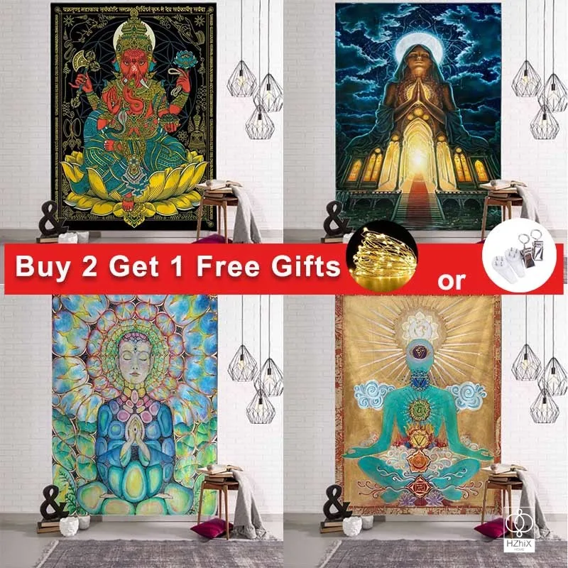 

Indian Buddha Tapestry The Art of Meditation In The Bohemian Style Suitable for Bedroom Wall Decoration Aesthetics Home Decor
