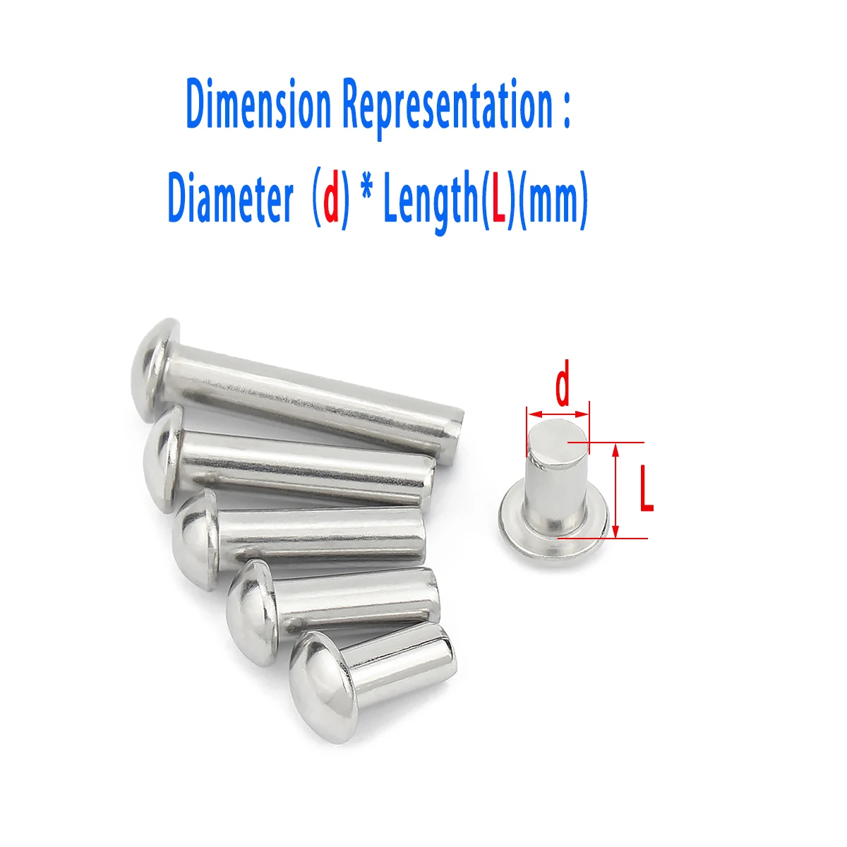 

304 Stainless Steel Half Round Head Solid Rivet/Round Head Rivet/Solid Rivet M2M2.5M3M4M5M6