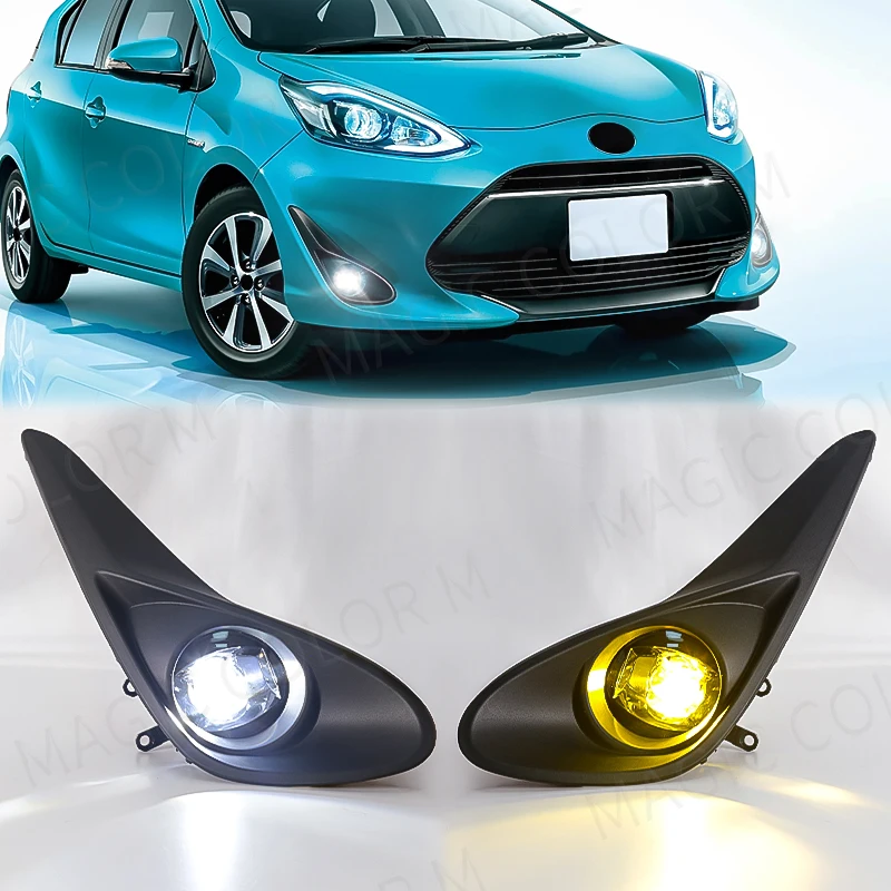 Car Fog Lamp Assembly For Toyota Aqua Prius 2018 2019 Front Bumper Daytime Running Light Halogen Yellow White Lens Accessories