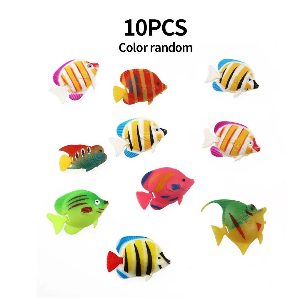 

10 PCS Artificial Fish Aquarium Simulation Plastic Tropical Fishes Fish Tank Ornament Random Color