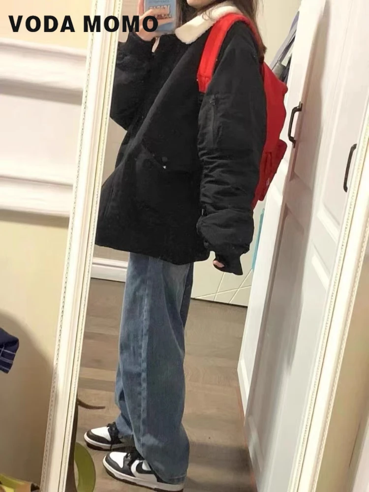 Корейские пальто с длинными рукавами овечья шерсть теплые парки на молнии