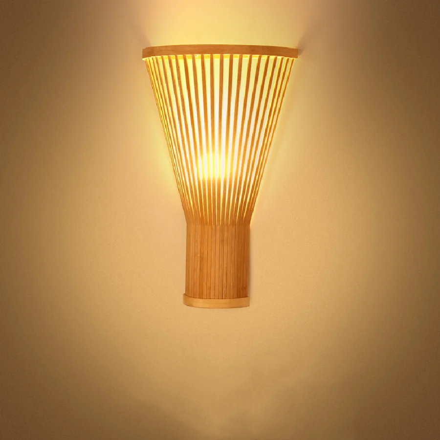 

Традиционная бамбуковая настенная лампа, художественное украшение, тканый светильник для гостиной, обучения, для ресторана, спальни, японс...