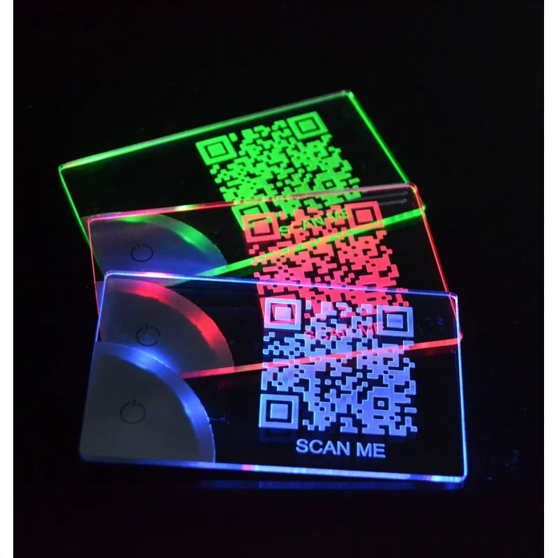 LINLI New Laser Engraved LED Business Card Light Custom Design Acrylic Luminescence Visiting Card