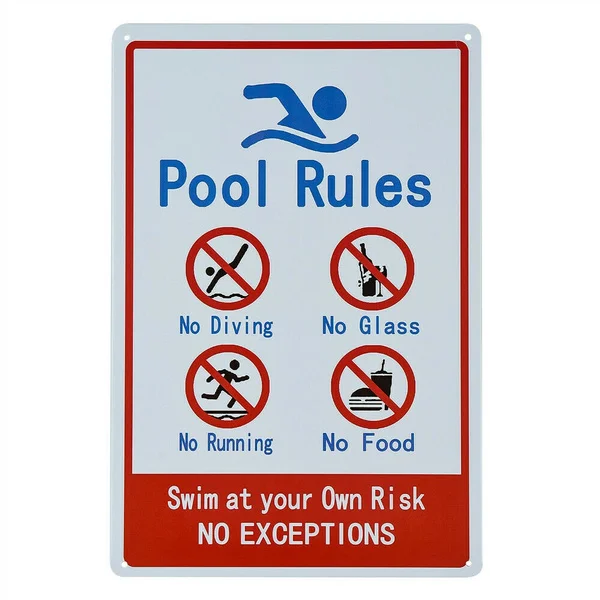 

8*12 Inch Swimming Pool Rules Signs Swim at Your Own Risk Metal Sign
