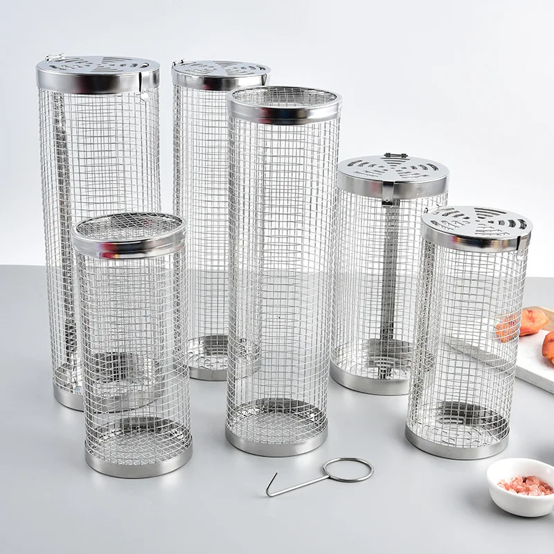Клетка для барбекю корзина ролик круглый гриль уличная клетка портативная