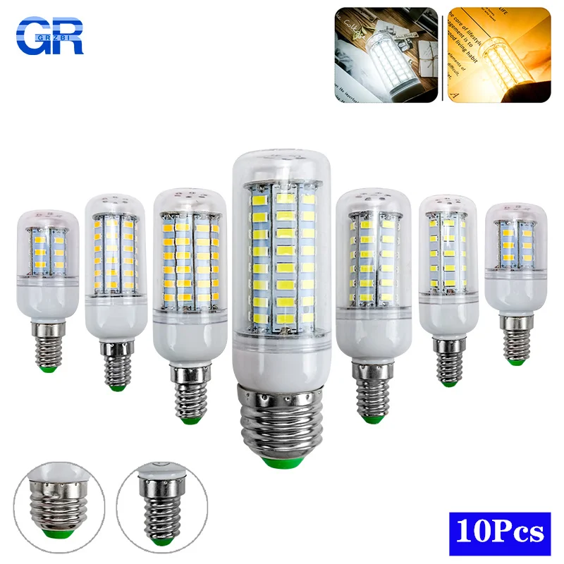 10pcs/lot E27 Led Lamp AC 220V Corn Bulb 24 36 48 56 69 72leds Lampada Led Bulb SMD5730 Led Lamp Light E14 Chandelier Lighting