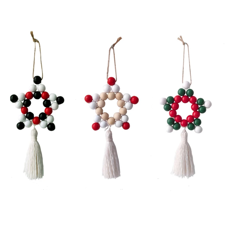

Fashion Tassel Wood Beads Hang on The Wall Aesthetic Room Decor Birthday Christmas Party In Car Hanging Decoration Nordic Style