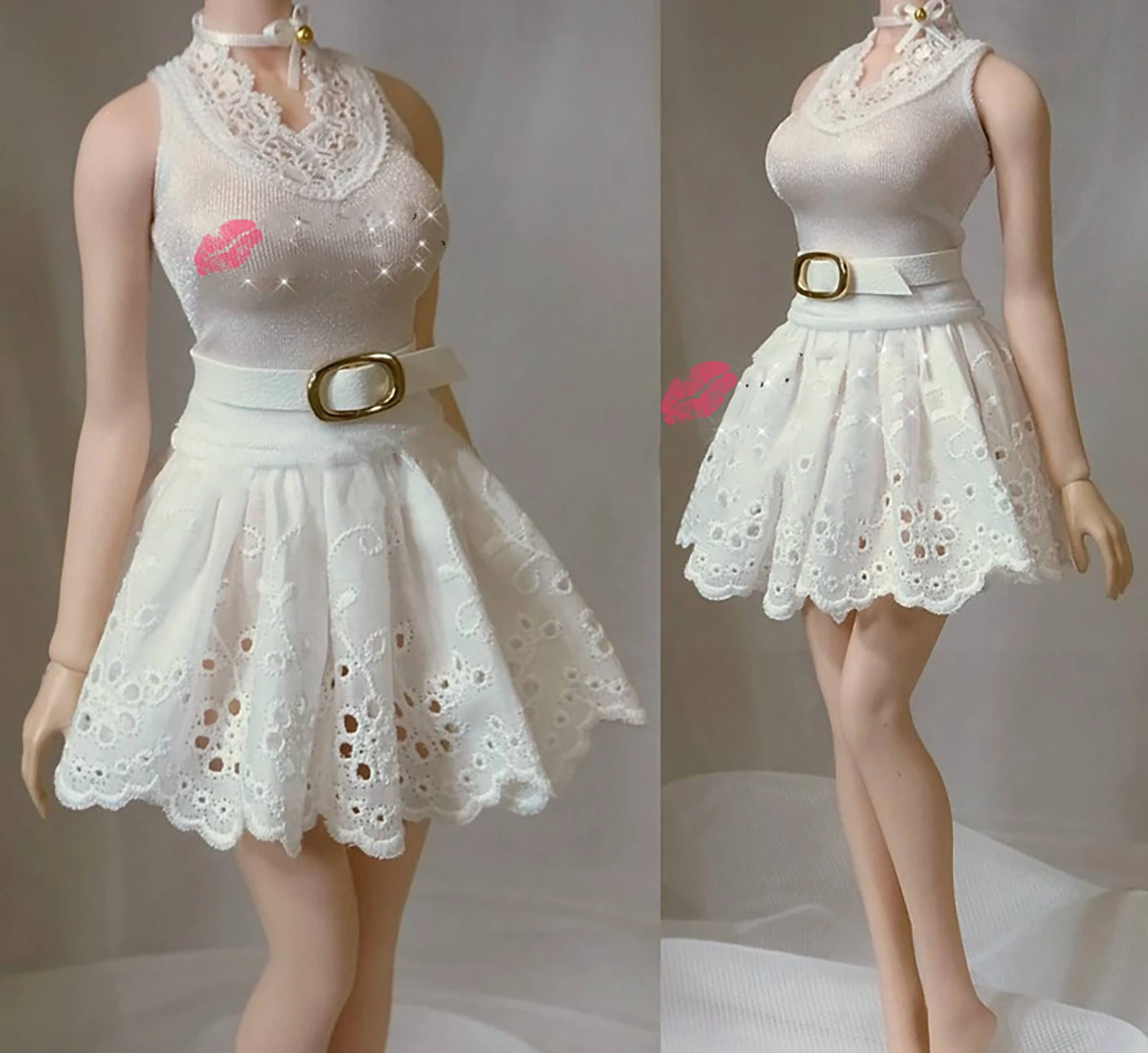 1/6 Female Girl Tight Tank Top Lace Fluffy Skirt Clothes Fit For 12'' TBLeague Large Breast Action Figure