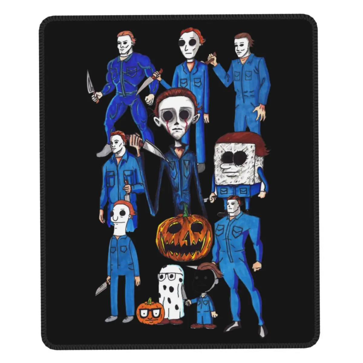 

Halloween Horror Michael Myers Knives Animation PC Desk Mouse Pad Soft Mousepad with Stitched Edges Rubber Mouse Mat for Gamer