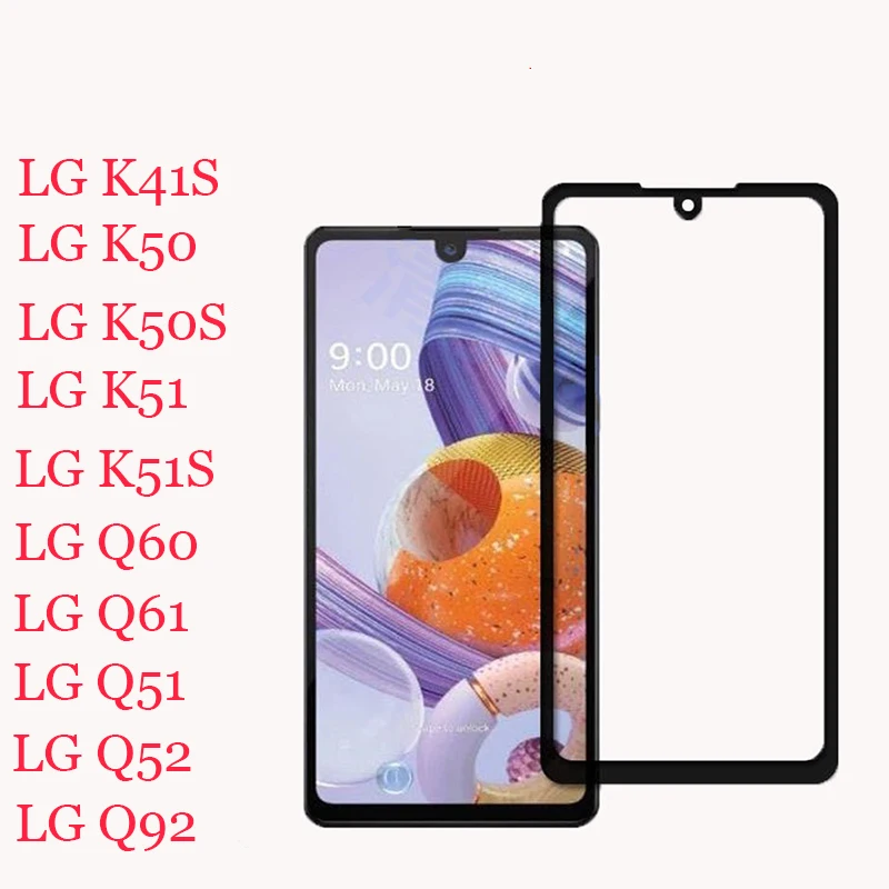 Защита экрана с черными краями для LG K50 K50S K51 K51S Q60 Q61 Q51 Q52 Q92 K41S 9D, закаленное стекло 9H с полным покрытием, защитное стекло