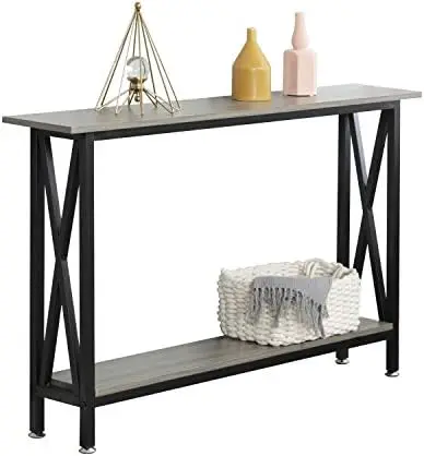 

Table Sofa Table Entry Way Table with Shelves Side Table for Living Room, Hallway, Office Grey DX-125-SW