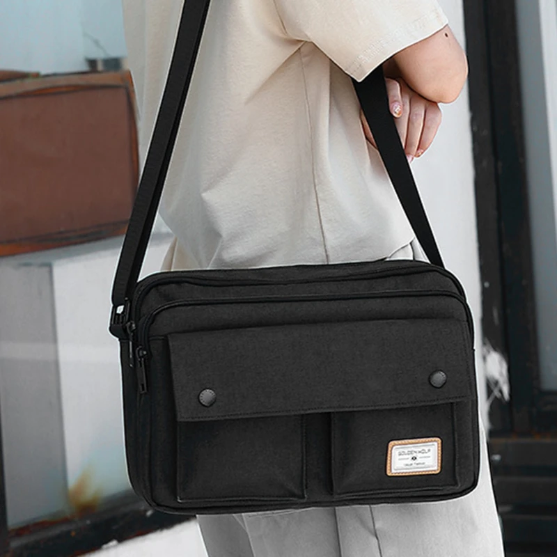 

Маленькая дорожная деловая мужская сумка на плечо, однотонная Повседневная сумка-мессенджер через плечо, Брезентовая модная быстрая сумка ...