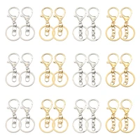 5pcs lobster clasps swivel hooks clips chain with flat split 30mm key ring for jewelry keychain diy crafts making