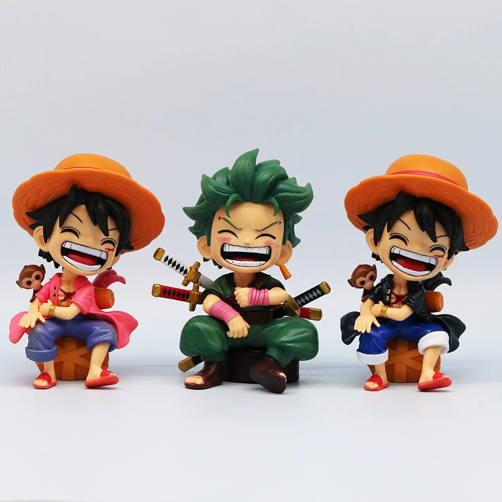 Фото Аниме One Piece Q Style Сидящая игрушка Фигурка Модель Луффи Зоро Санджи Городские виниловые статуи GK Автомобильное украшение для рабочего стола Коллекционный подарок №1
