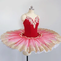 Kids Red Sequined Ballerina Ballet Tutu Dress Girls Professional Swan Lake Dancing Dress Costumes Teenage Party Ballet Clothes
