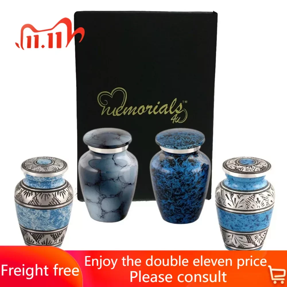 

Assorted Colors Metal Keepsake Personalized Cremation Urns, Vase 4 Count