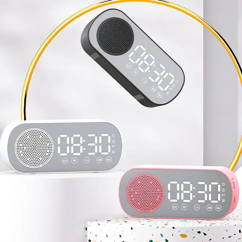 Led Digital Alarm Clock Blue Tooth With Speakers Date Displa