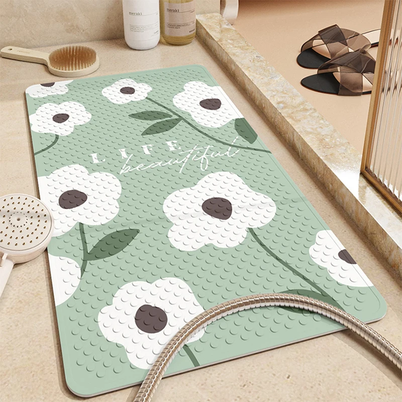 

DEXI Carpet Foot Floral Design PVC Anti-Slip Shower Foot Mats Bathroom Bath Mat