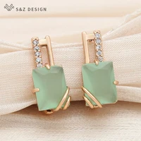 sz design new elegant champagne gold square crystal dangle earrings for women wedding jewelry fashion cubic zirconia eardrop