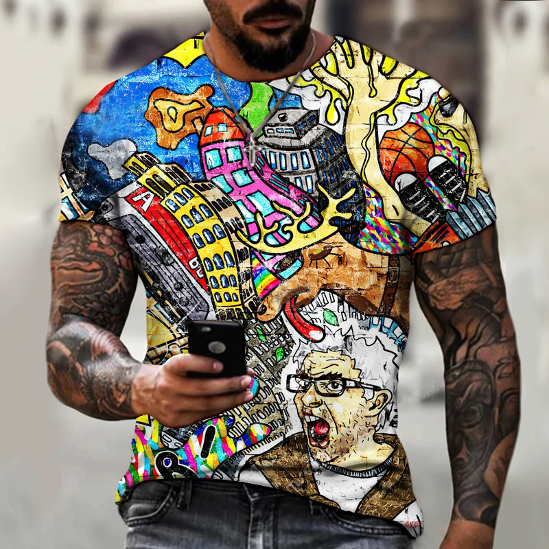 

Brand Men's Summer Short Sleeve, Funny, Humorous Cartoon, 3d Printing Men's T-shirt, Cute Fashion Streetwear Size S-5XL