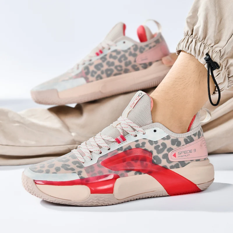 High Quality Breathable Sports Shoes Men Pink Leopard Basketball Sneakers Women