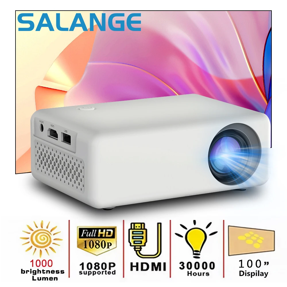 Компактный проектор Salange поддержка 1080P 480*360 домашний кинотеатр высокой четкости