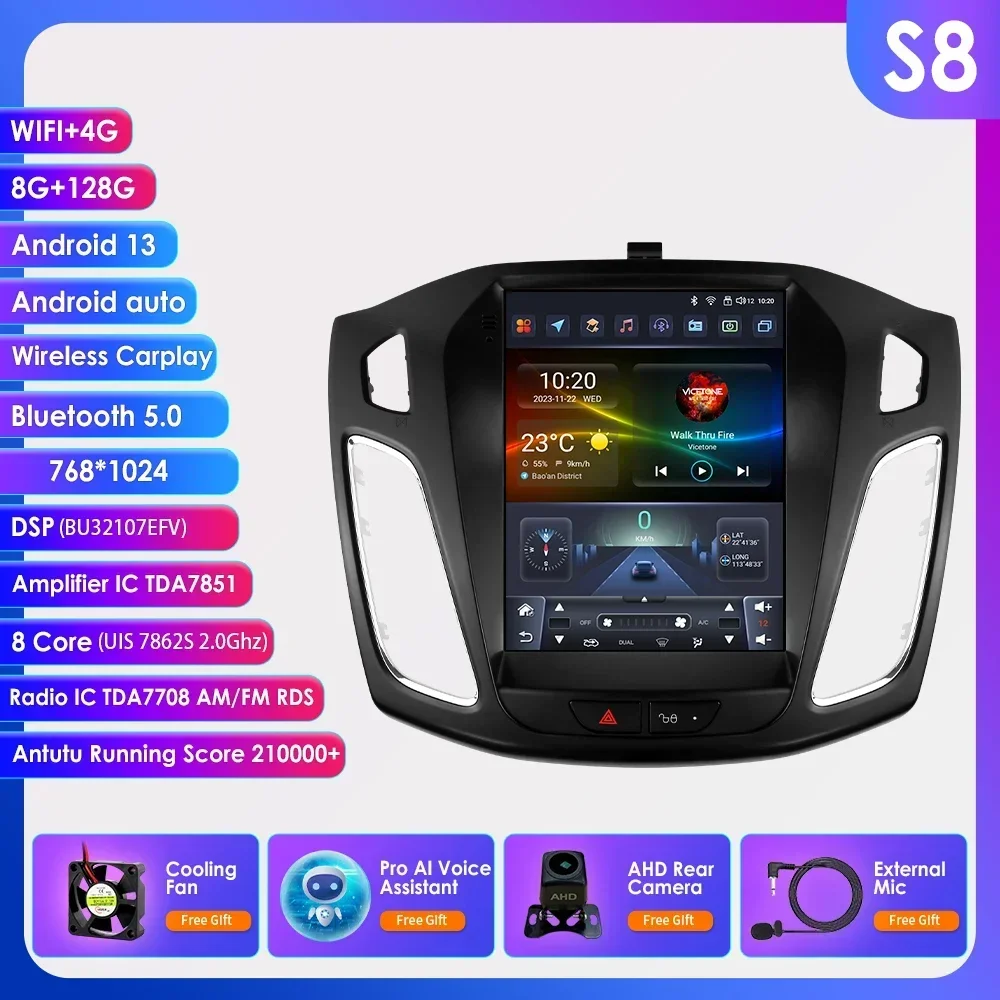 

9,7 "Android 13 Автомобильный радиоприемник DSP Carplay для Ford Focus 3 MK 3 2011-2017 2018 2019 Мультимедийный видеоплеер 4G Экран 7862 Головное устройство