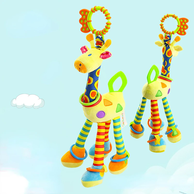 

Giraffe Baby Rattles Mobile Toys Infant Stroller Bed Hanging Toy Animal Hand Bells Rattle with Teether Crib Soft Plush Baby Toys